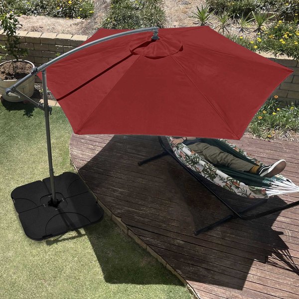 Pure Garden 10-Foot Offset Patio Umbrella with Square Base, Red 50-102-RB